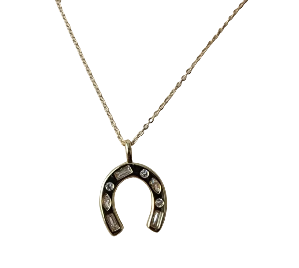 Good Luck CZ Horseshoe 14k Gold Filled Necklace