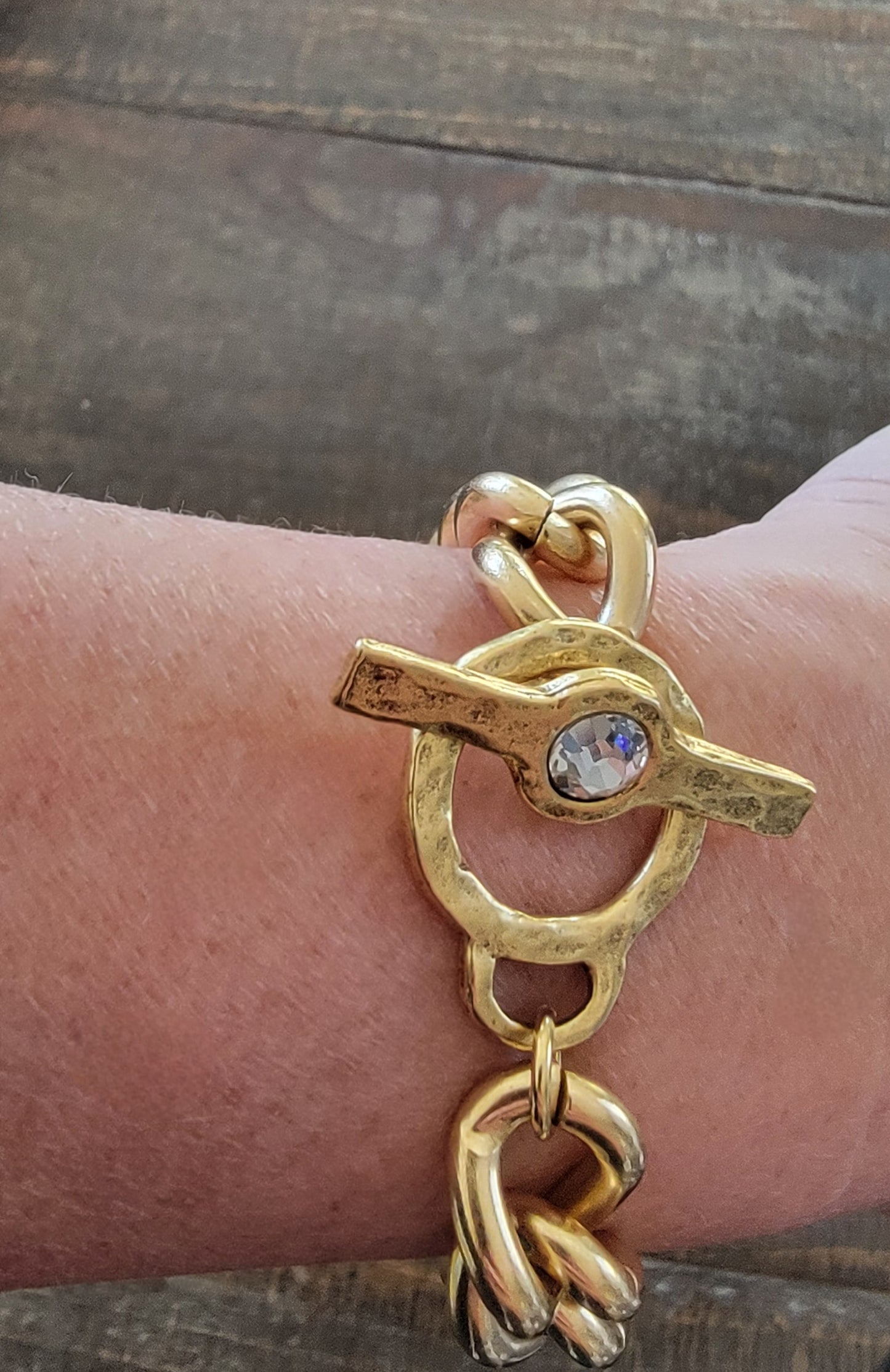 CZ Cuban Curb 12k Antiqued Gold Bracelet