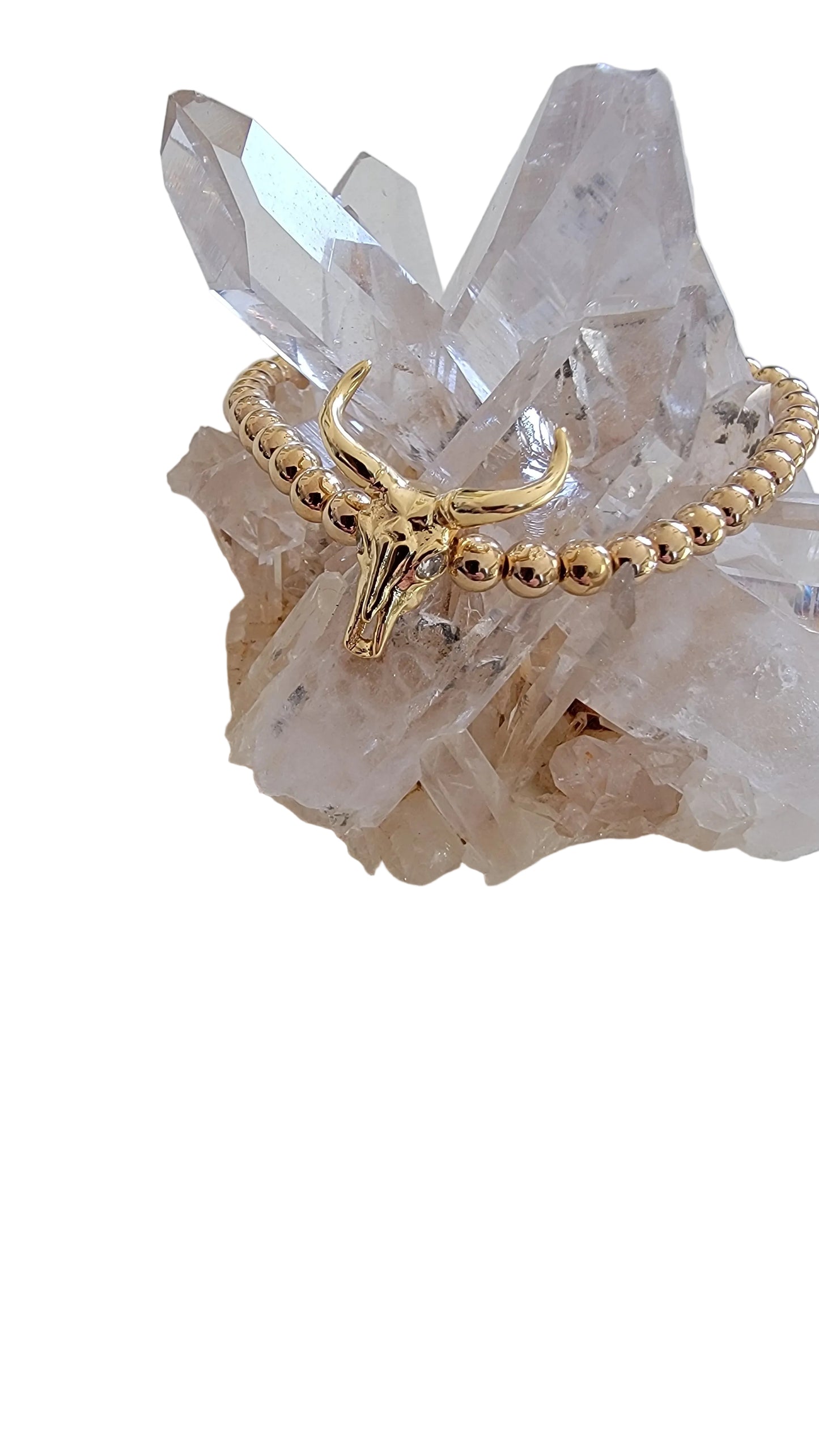 14k Filled Longhorn Skull Hematite Bracelet