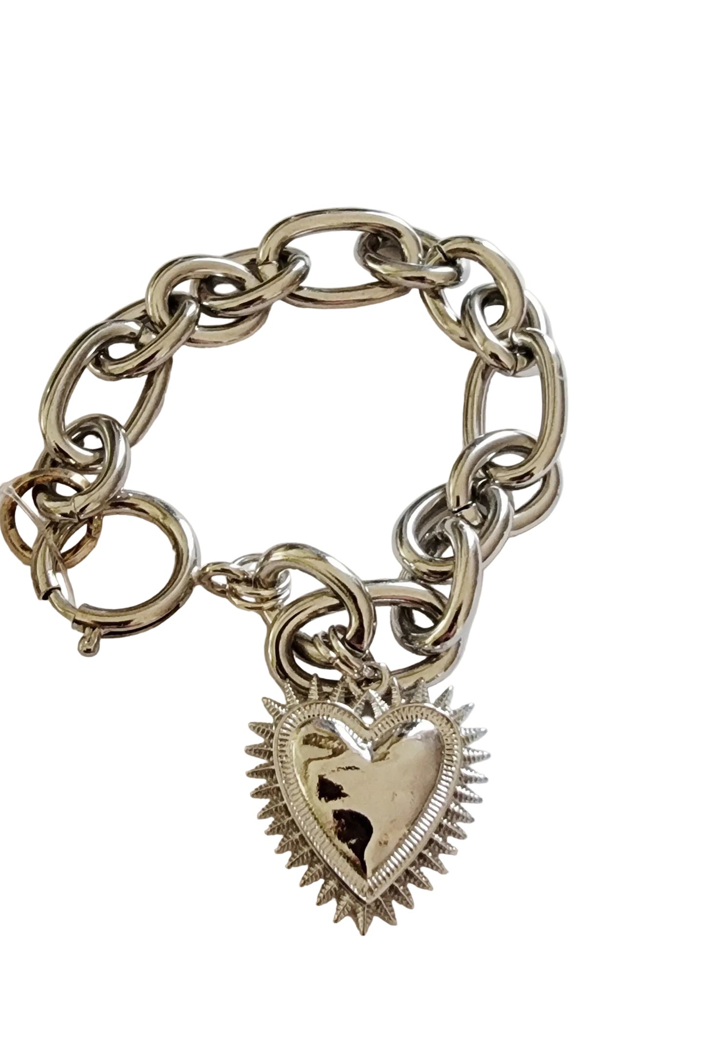 Chunky Silver Heart Bracelet