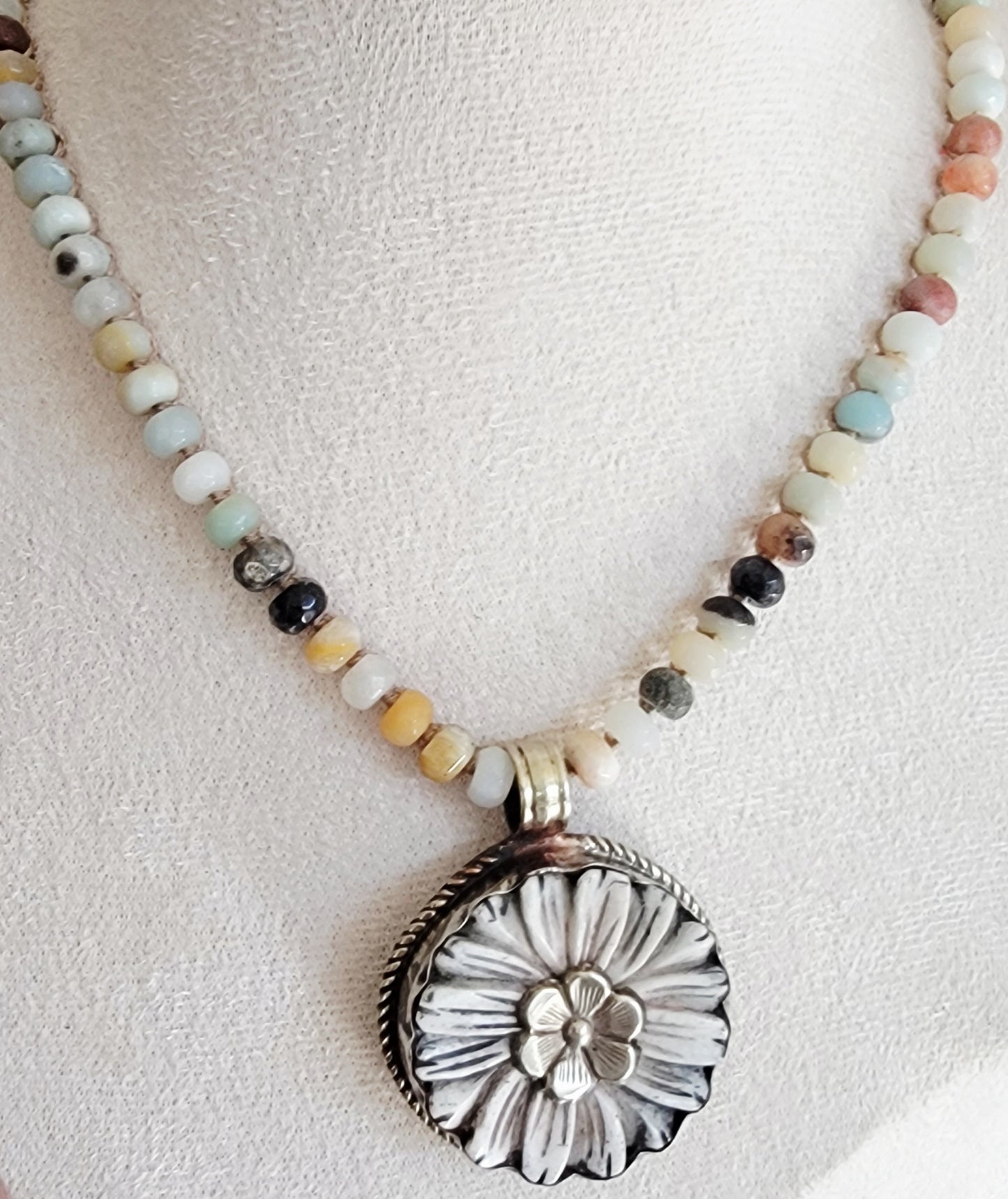 Amazonite Flower Necklace-Handmade Artisan jewelry