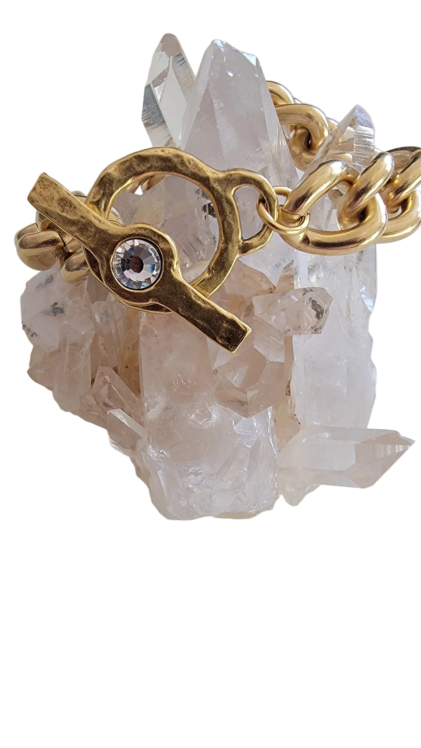 CZ Cuban Curb 12k Antiqued Gold Bracelet