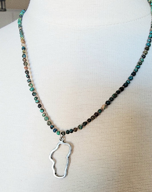 Turquoise Short Silver Lake Tahoe Necklace