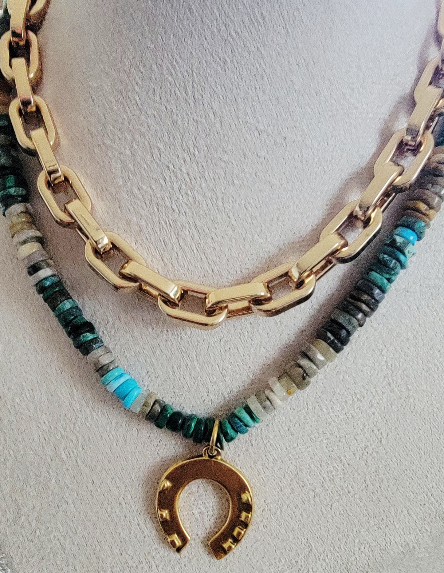 Heishi Turquoise  Horseshoe Necklace