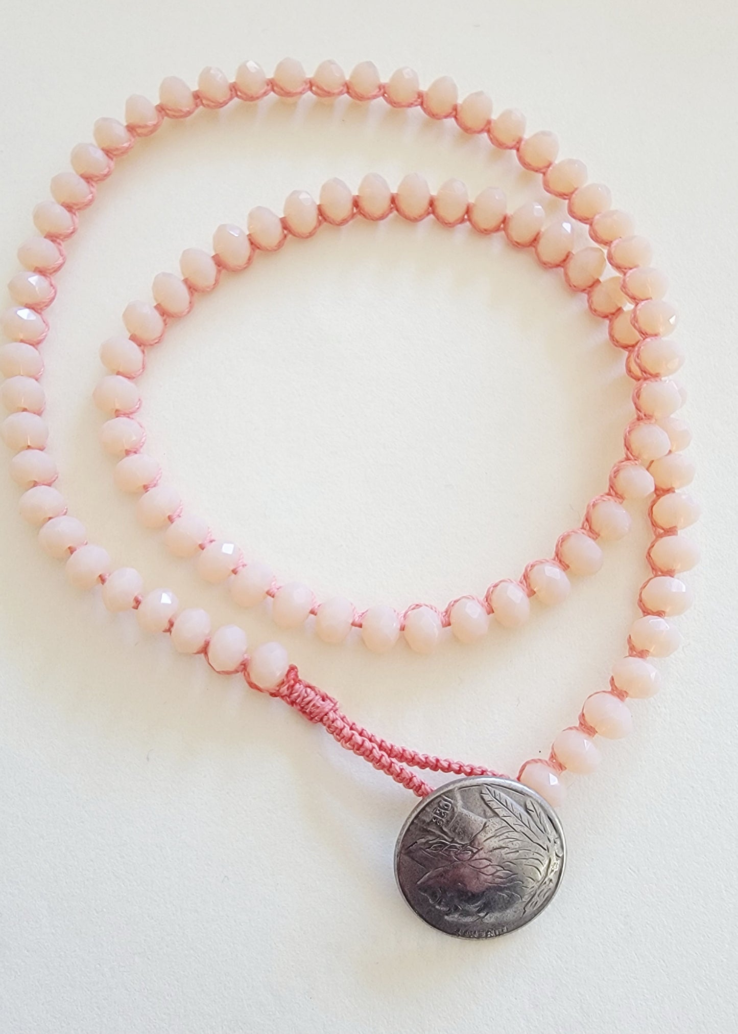 Pink Crystal Beaded Layering Necklace