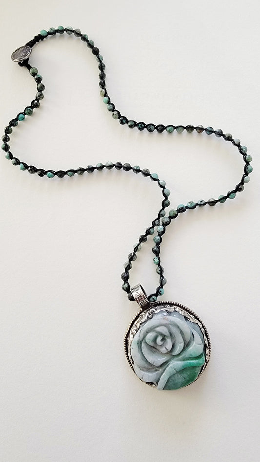 Amazonite Rose Beaded Turquoise Necklace
