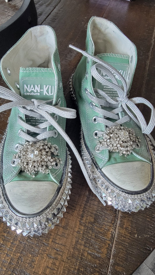 Nan-Ku Couture Cruise Hi-Top Studded Embellished Sneakers