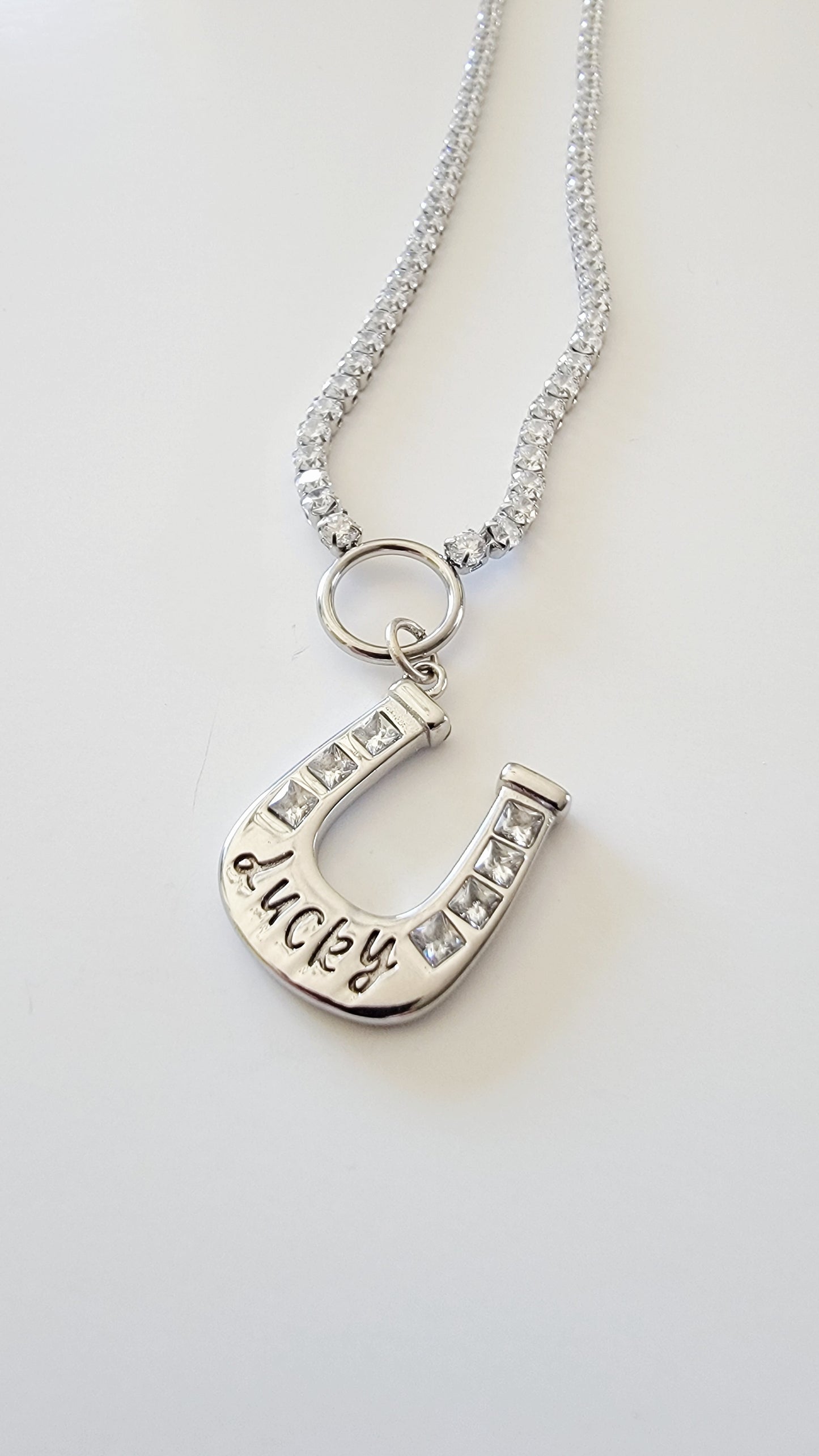 Lucky Horseshoe CZ Necklace