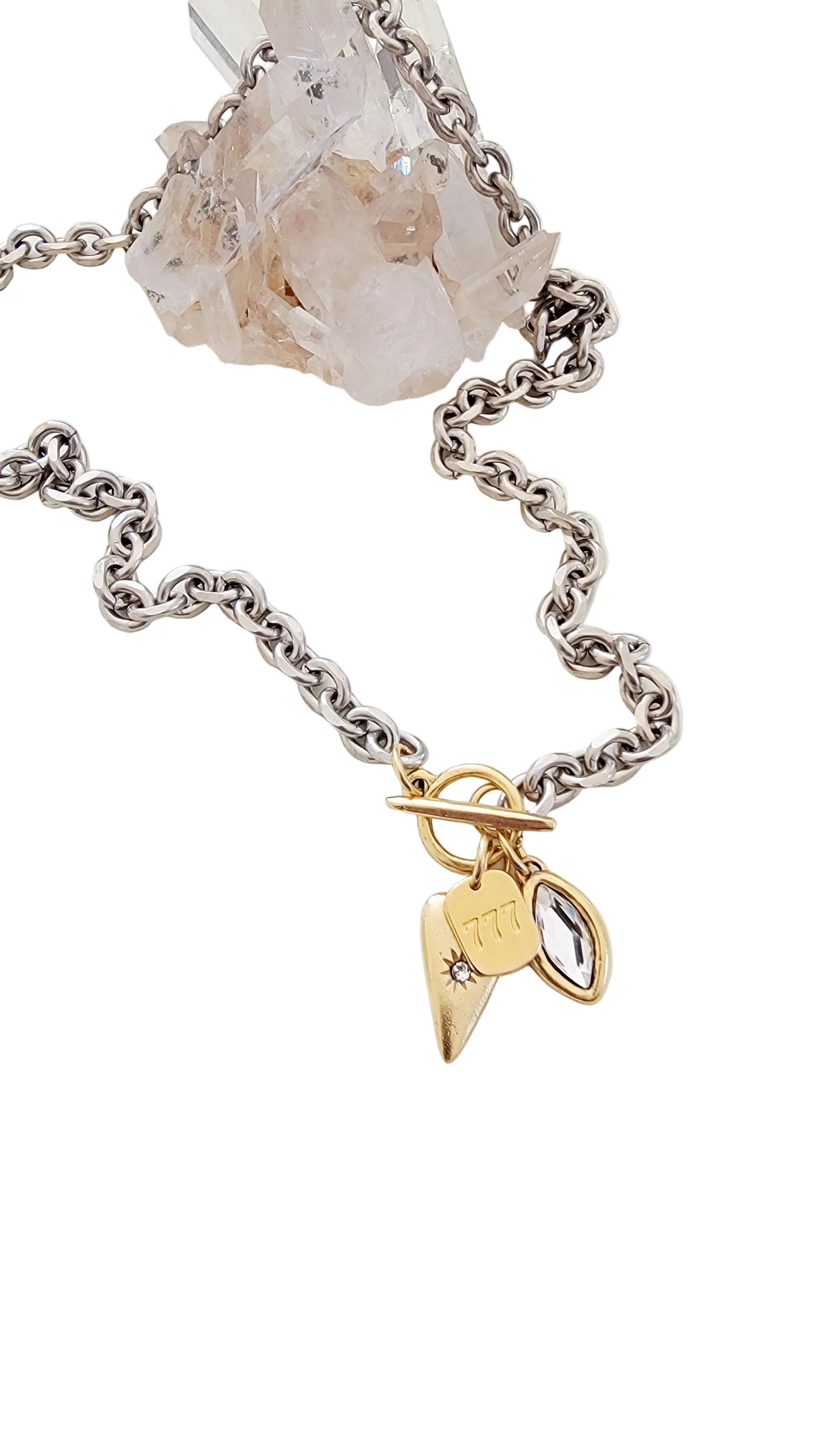 12k Antiqued pewter Chain & Charm Necklace