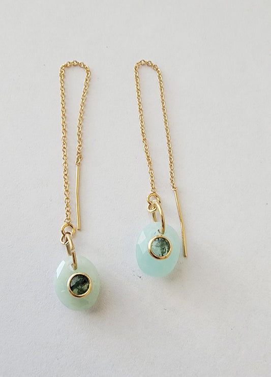 Amazonite & Moss Agate Earrings