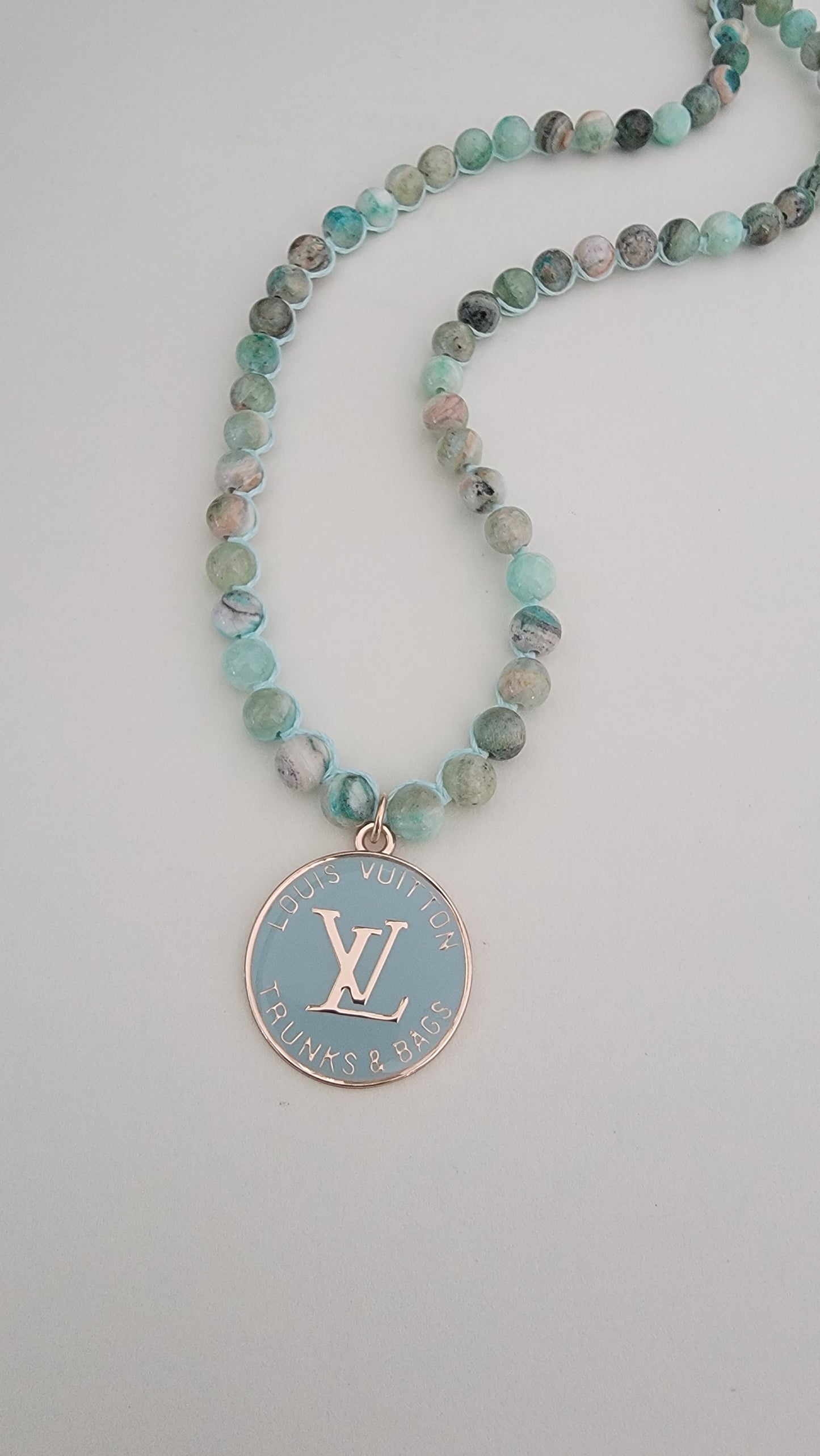 Authentic Vintage Louis Vuitton Design Necklace In Ice Blue