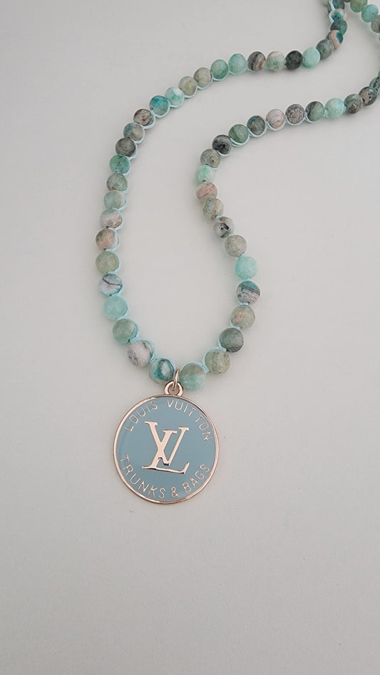 Authentic Vintage Louis Vuitton Design Necklace In Ice Blue