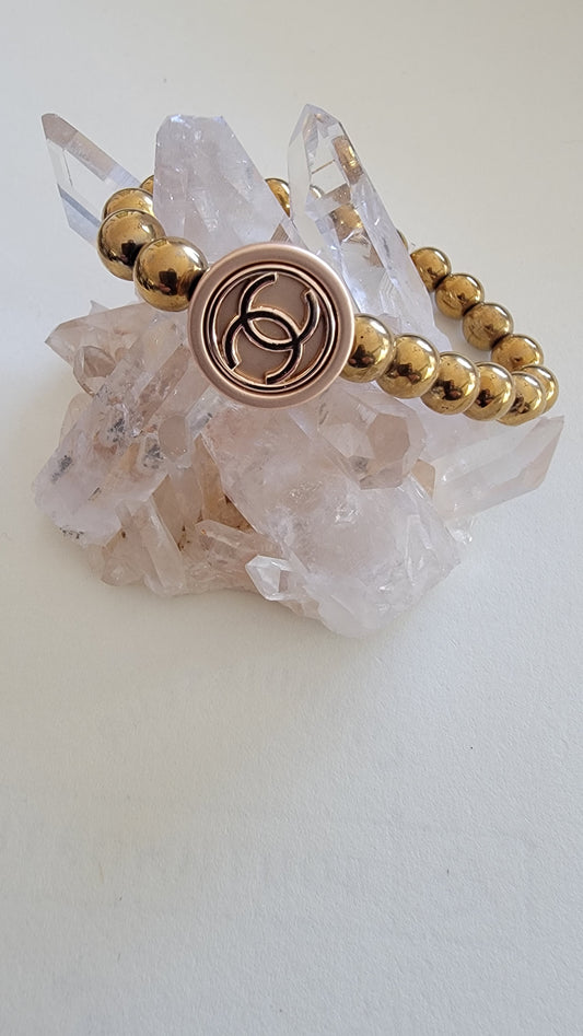 Authentic Vintage Chanel Gold Hematite Bracelet