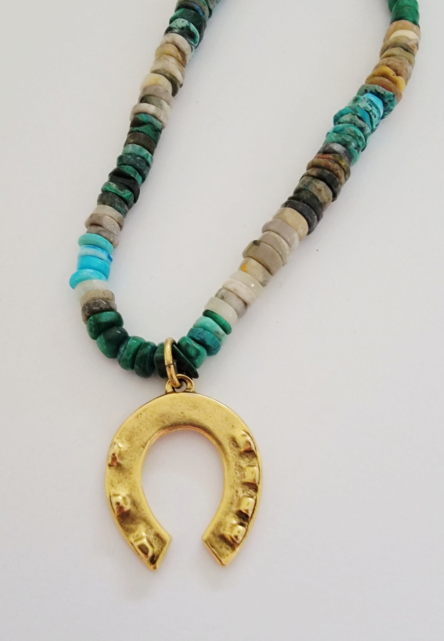 Heishi Turquoise  Horseshoe Necklace