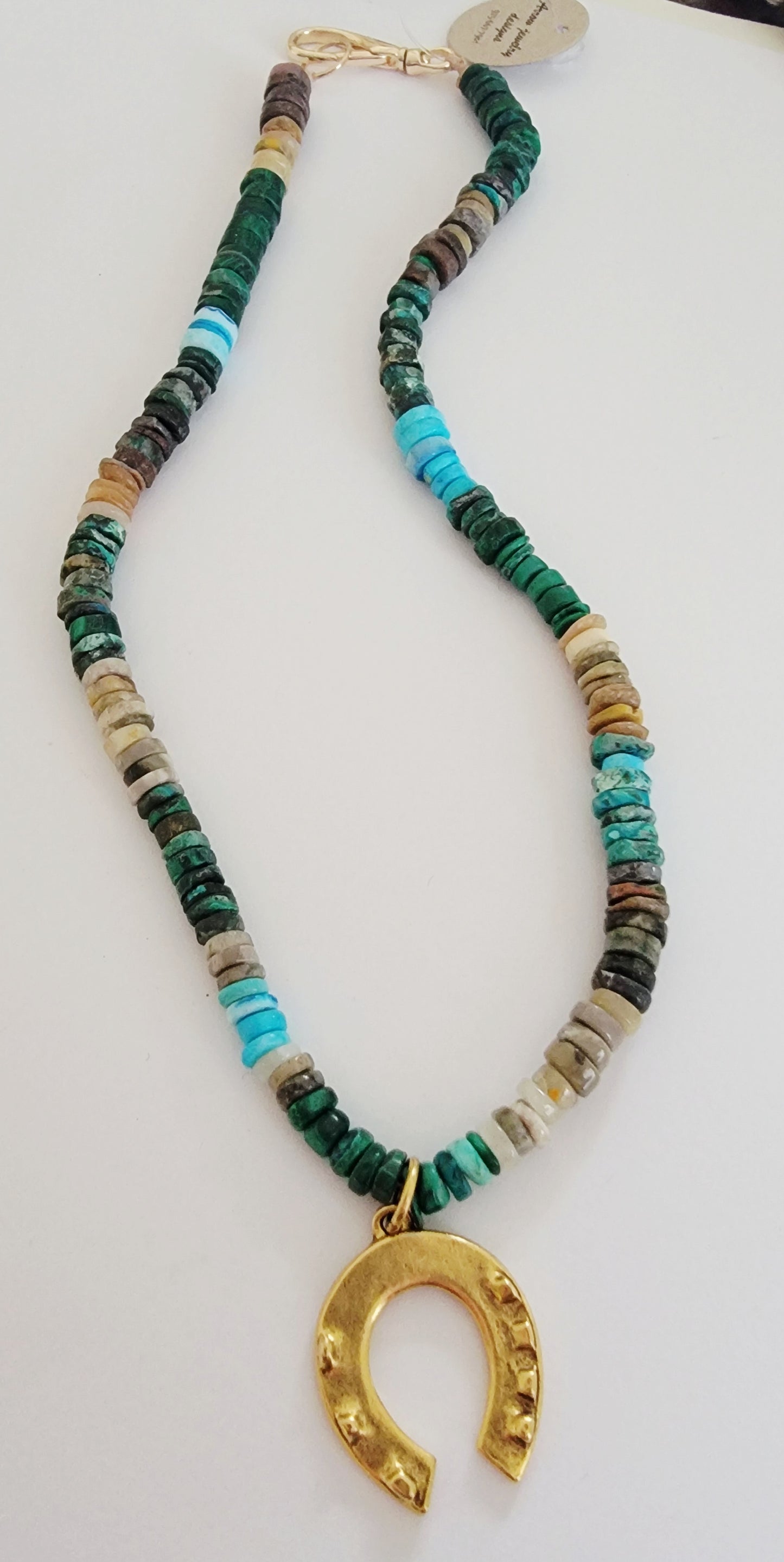 Heishi Turquoise  Horseshoe Necklace