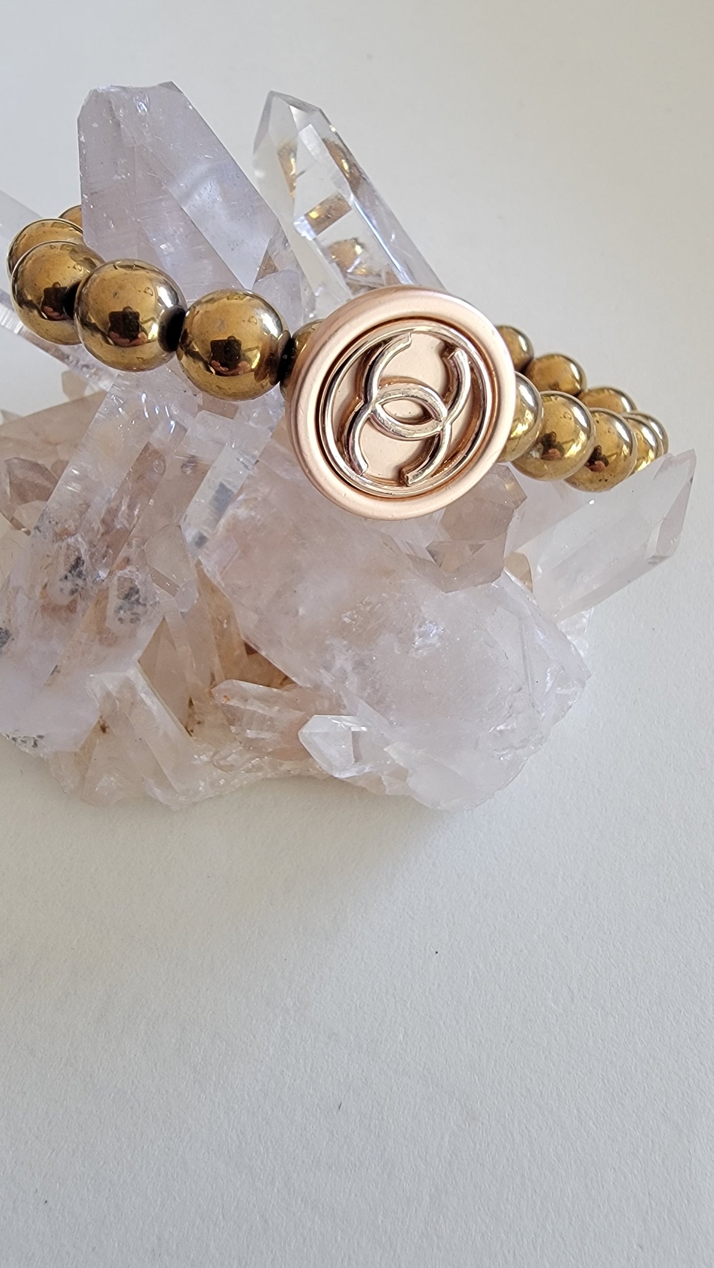 Authentic Vintage Chanel Gold Hematite Bracelet