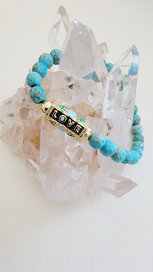 Turquoise Love Barrel Bracelet