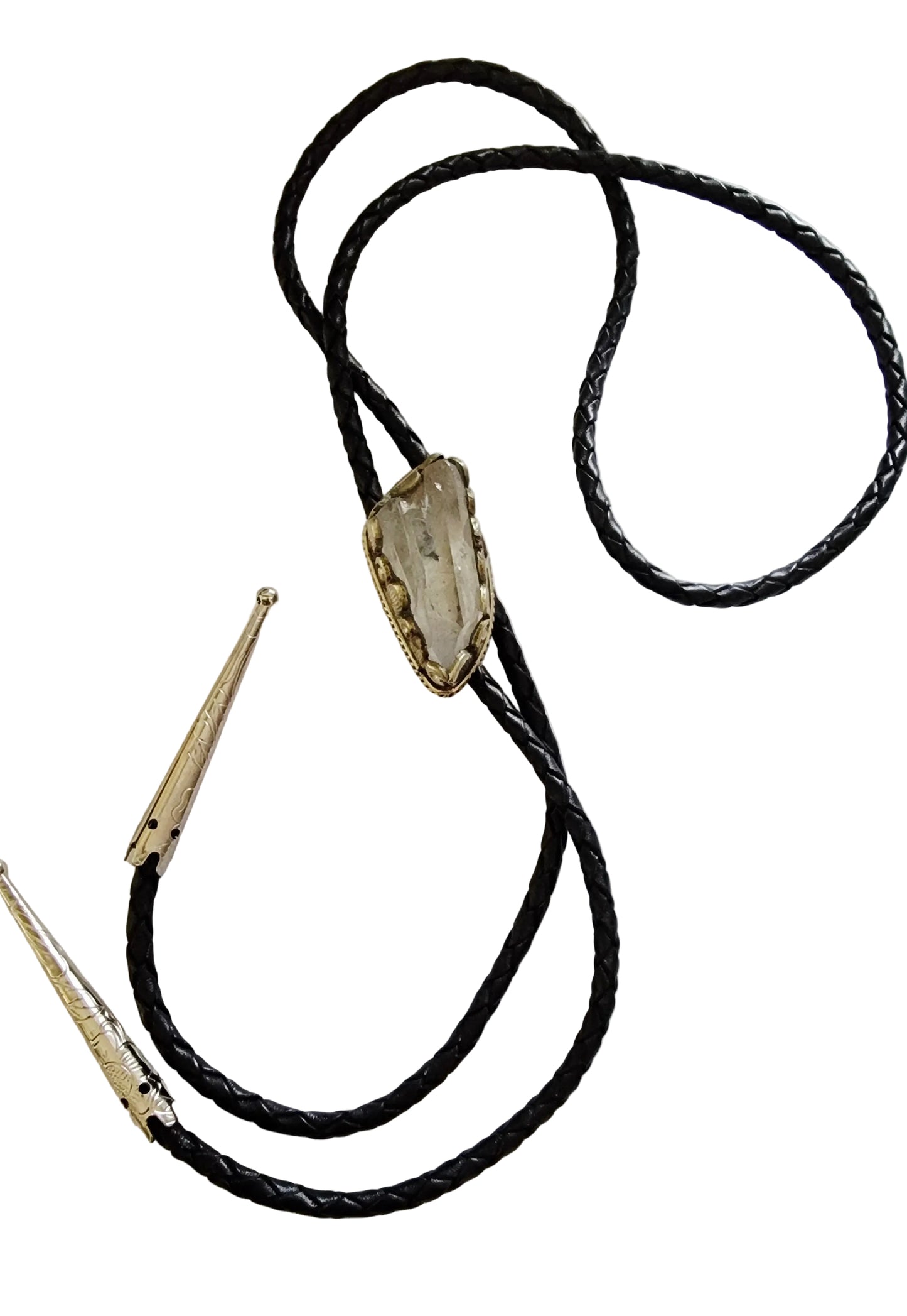 Western Black Leather Crystal Bolo