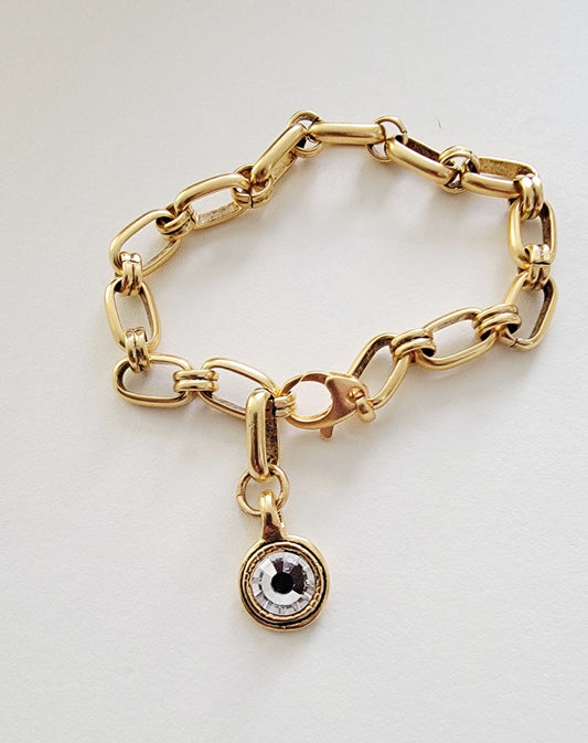 Swarovski 12k Antiqued Gold Chain Bracelet
